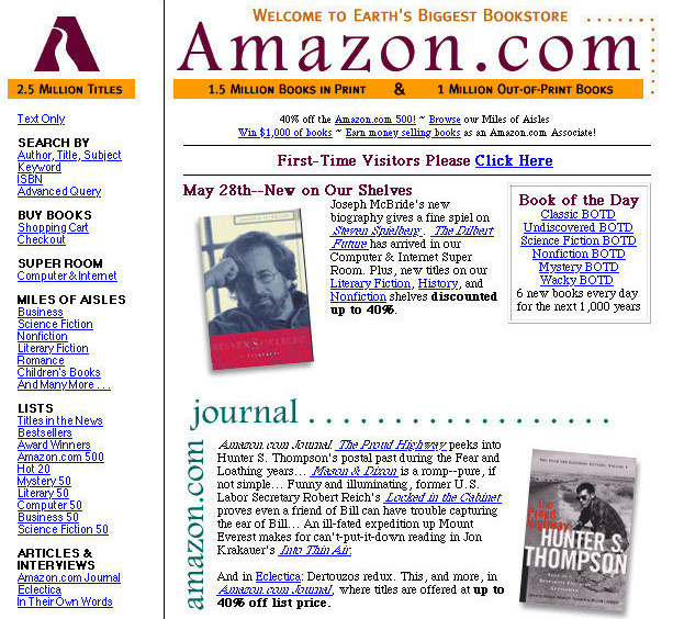 Amazon en 1997. Fuente: versionmuseum.com